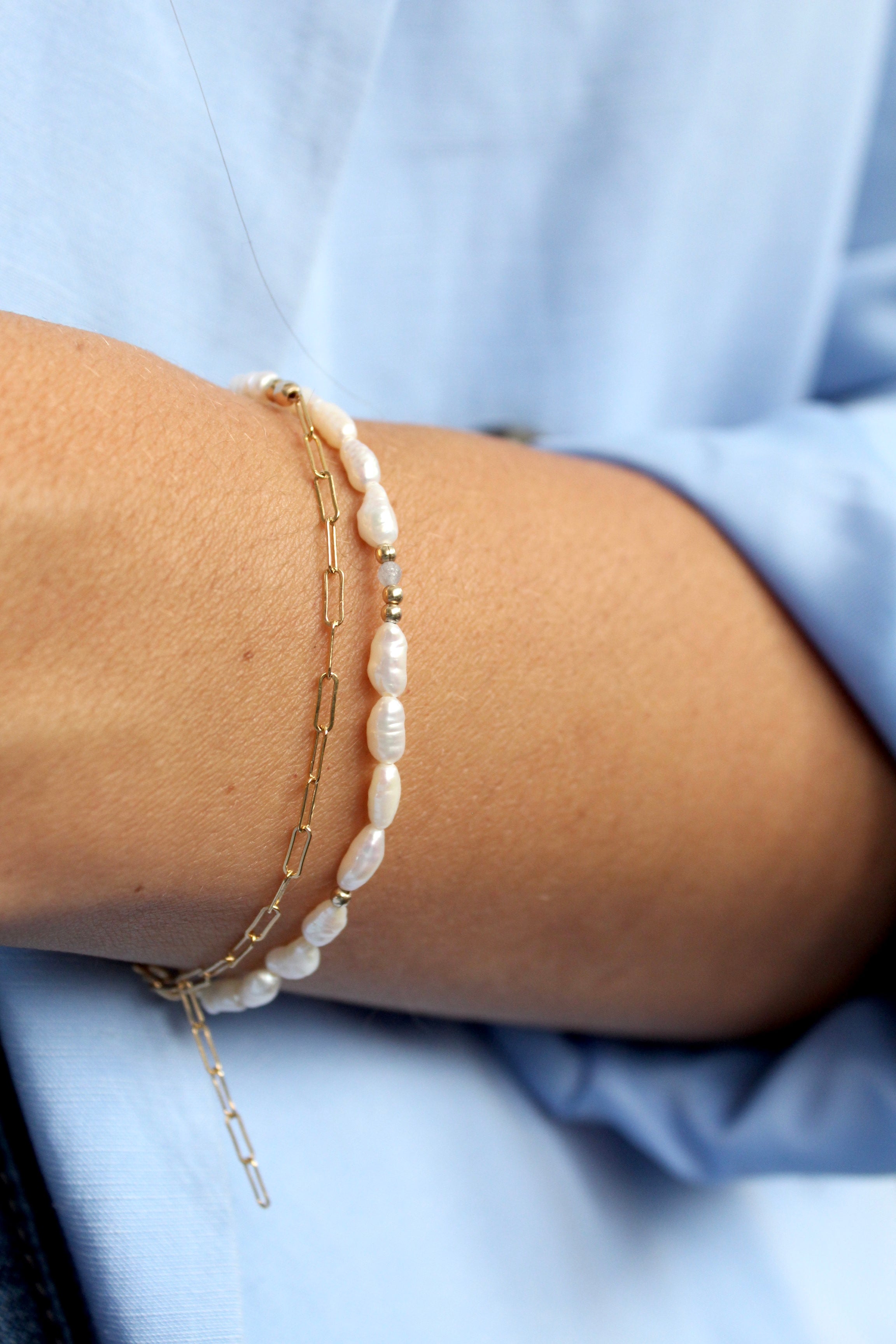 Náramek Pearly loo (gold filled)