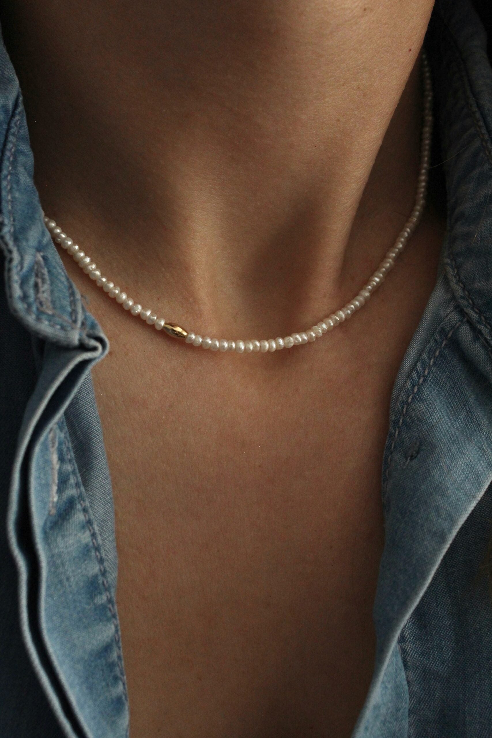 Perlový náhrdelník Pearl pois (gold filled)