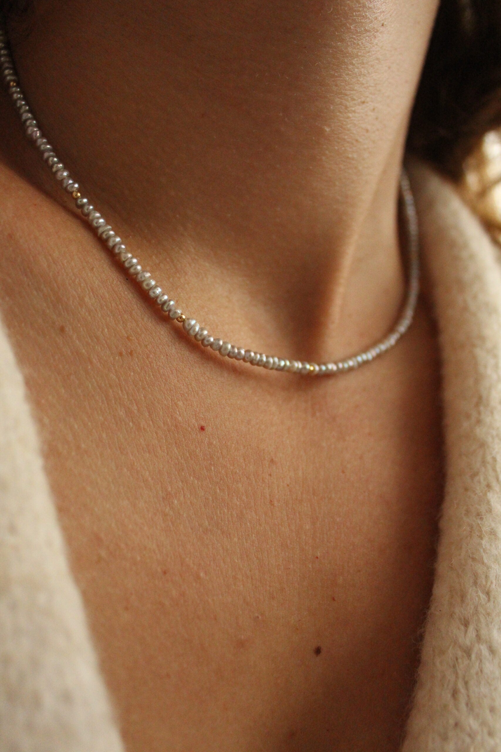 Perlový náhrdelník Gris brillant (gold filled)