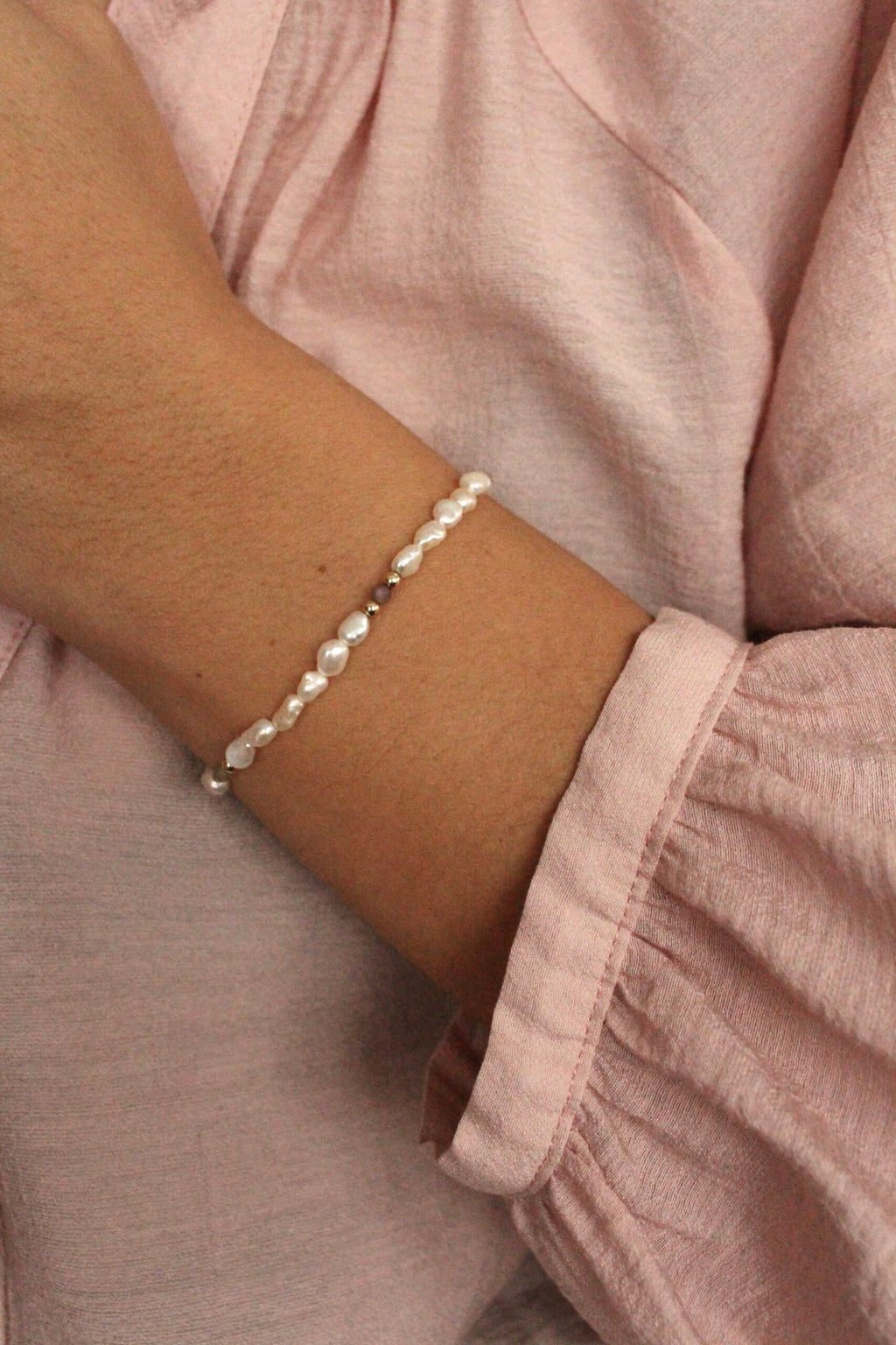 Náramek Perlový s achátem (gold filled)