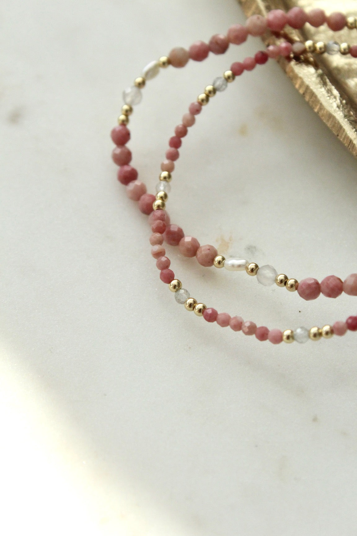 Náramek Perlový s achátem (gold filled)